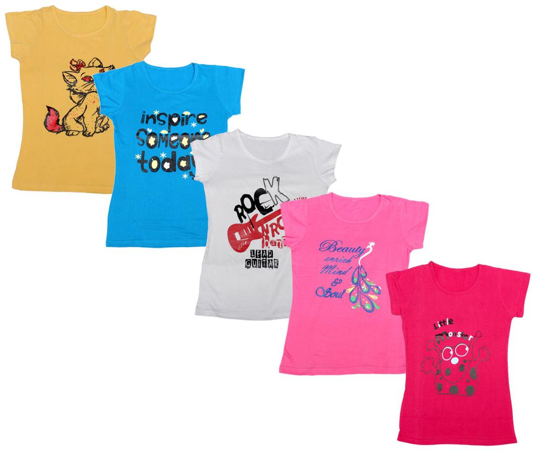 

Indiweaves Girl Cotton Printed T shirt - Multi