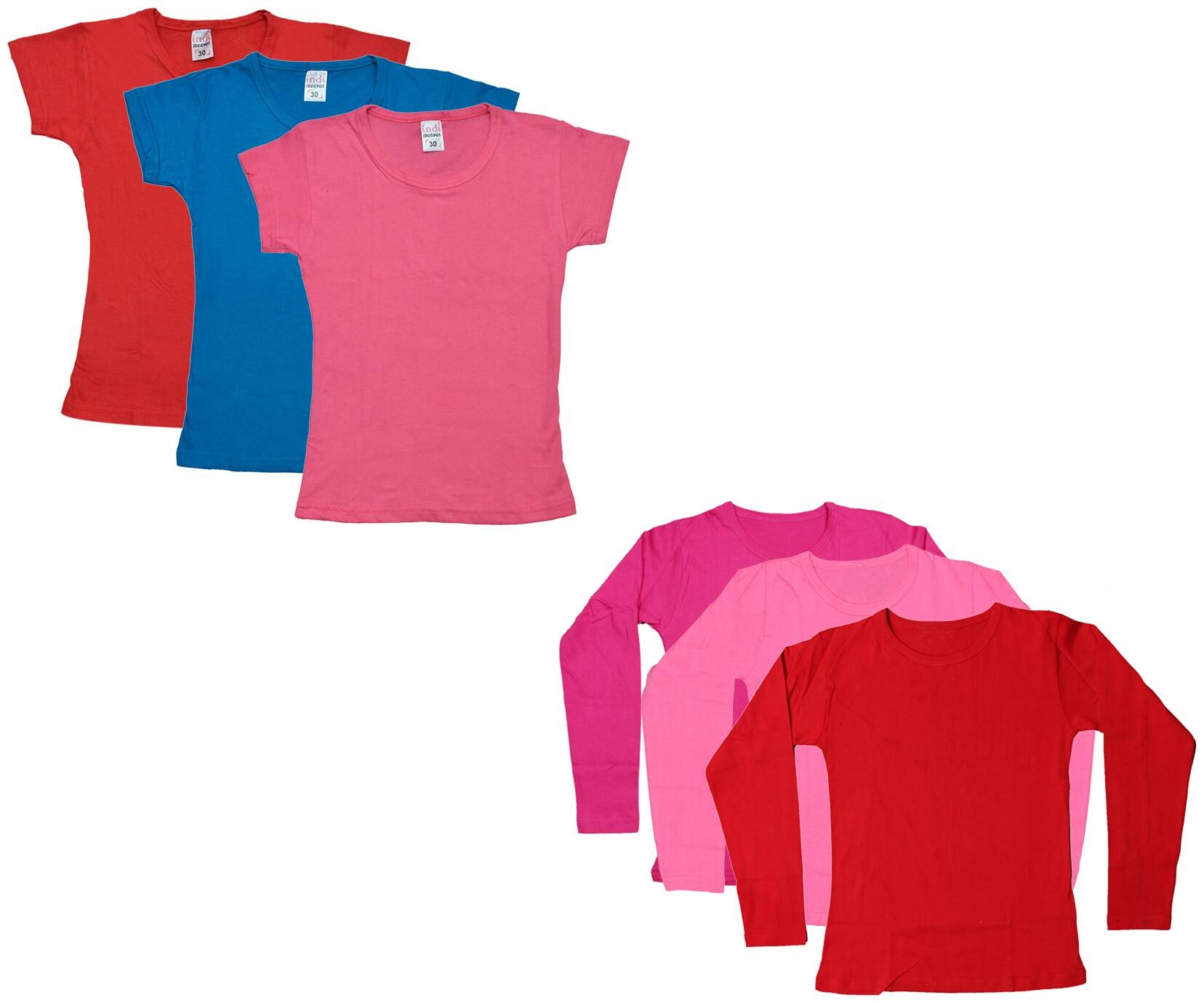 

Indiweaves Girl Cotton Solid T shirt - Multi