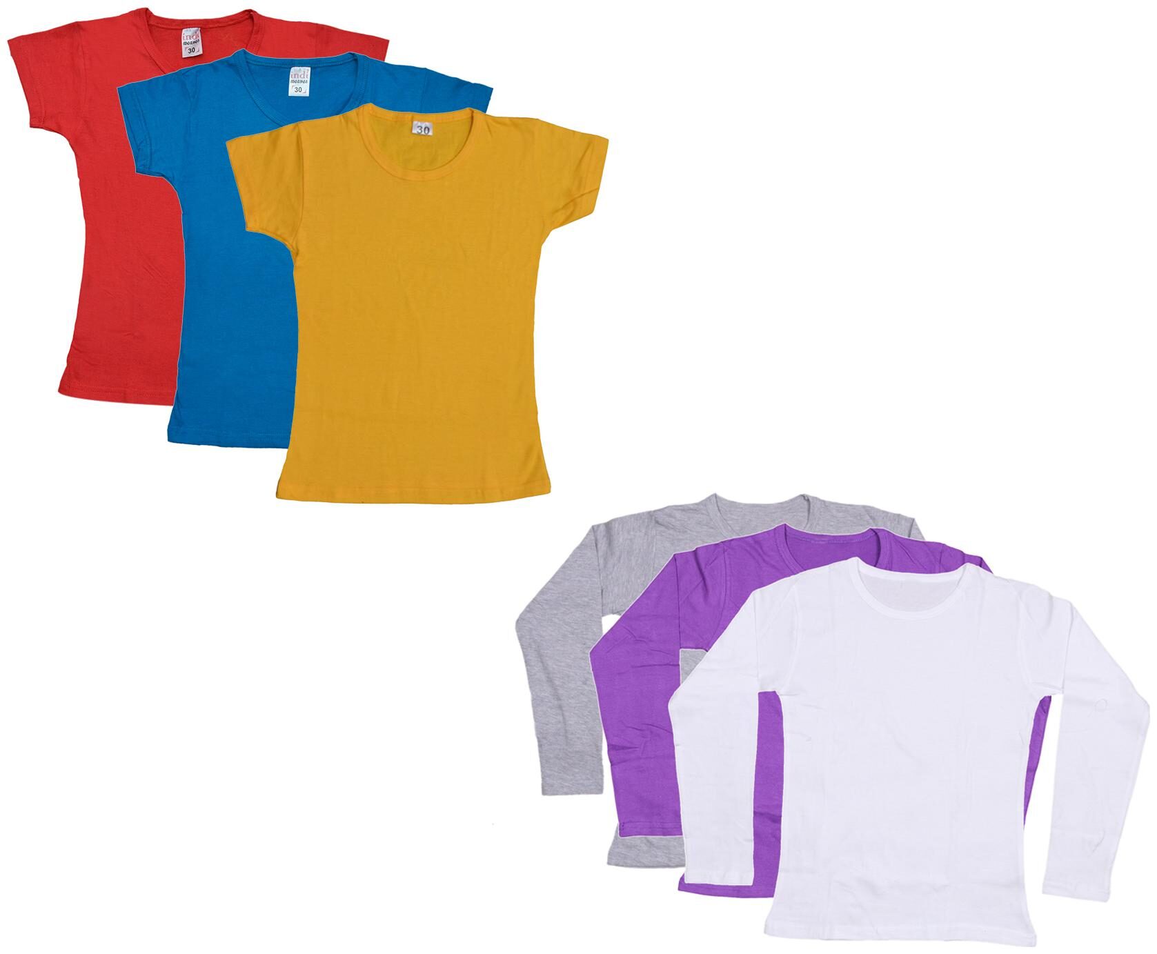 

Indiweaves Girl Cotton Solid T shirt - Multi
