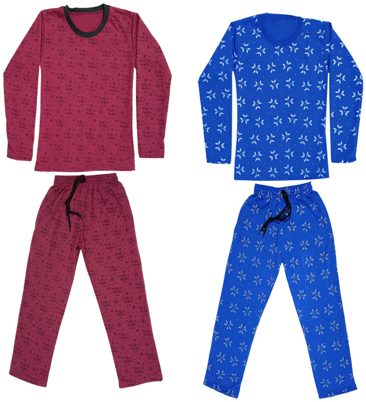 

Indiweaves Girl Wool Top Bottom Set - Blue Pink