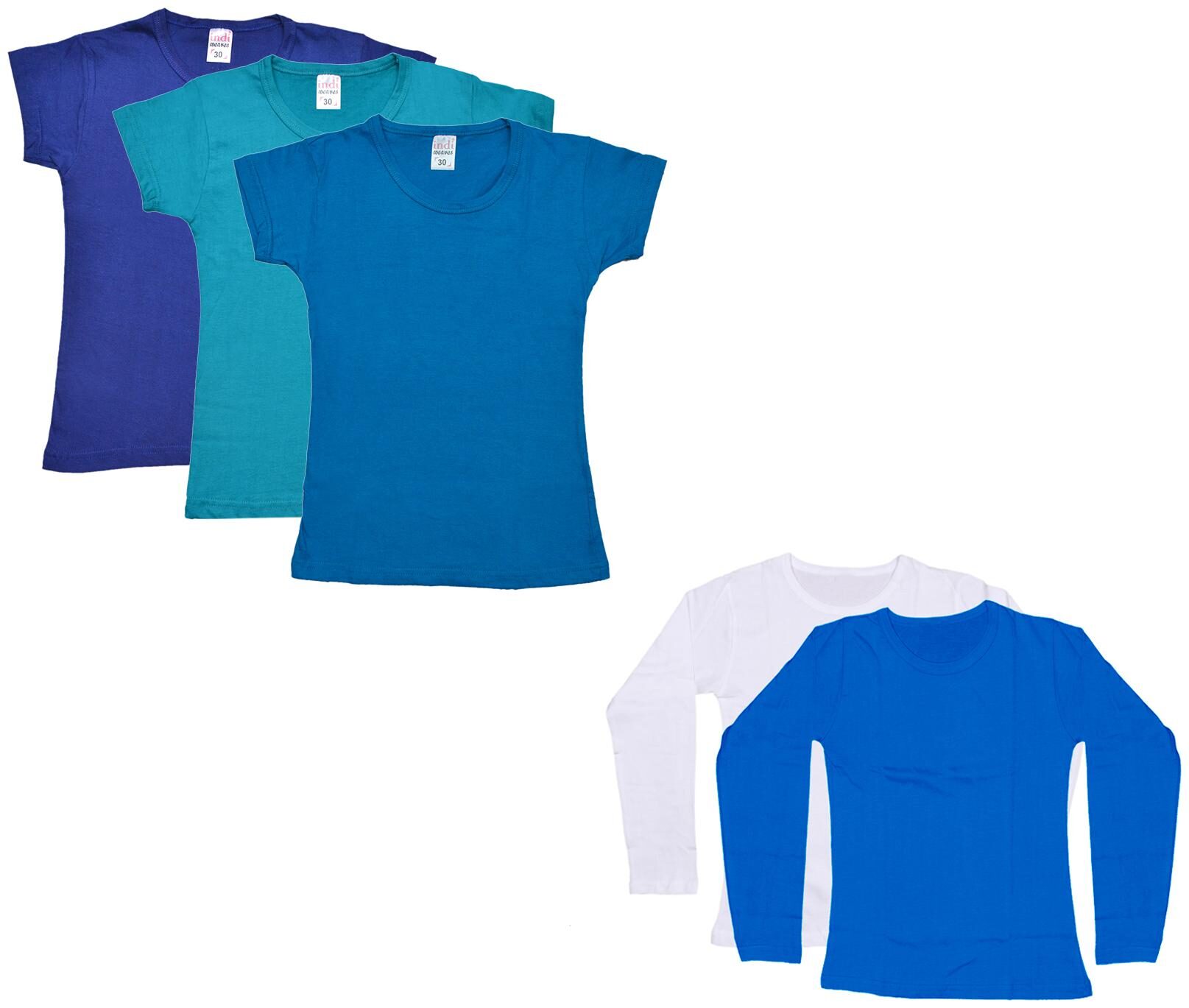 

Indiweaves Girl Cotton Solid T shirt - Multi
