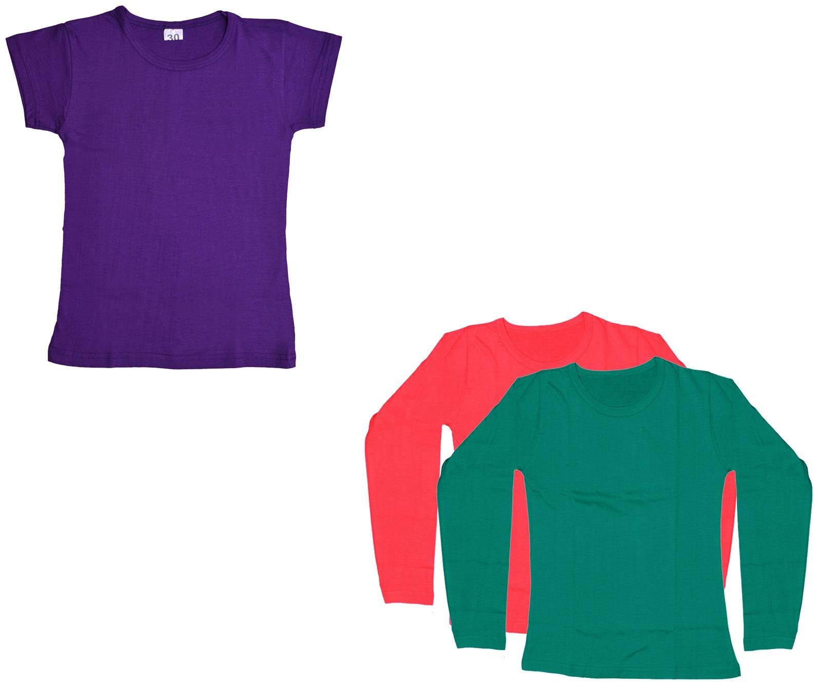 

Indiweaves Girl Cotton Solid T shirt - Multi