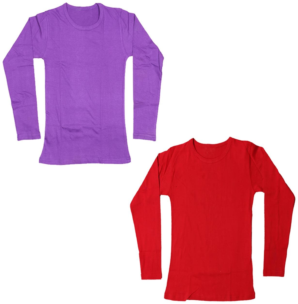 

Indiweaves Girl Cotton Solid T shirt - Red