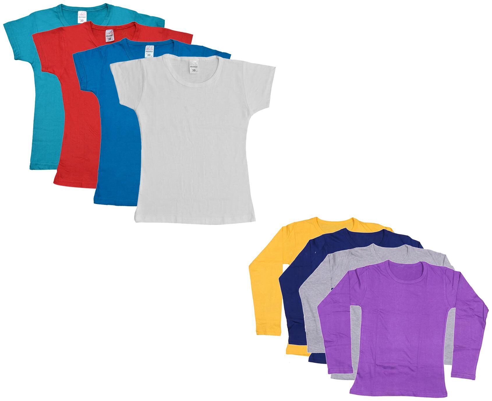 

Indiweaves Girl Cotton Solid T shirt - Multi