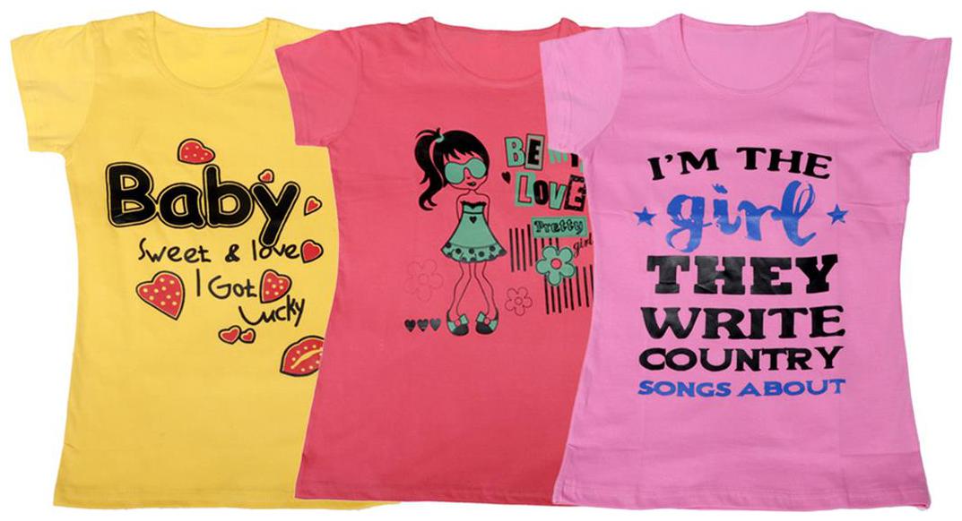 

Indiweaves Girl Cotton Printed T shirt - Blue
