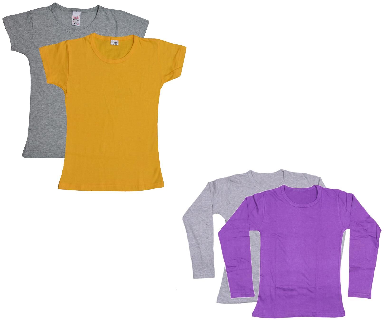 

Indiweaves Girl Cotton Solid T shirt - Multi