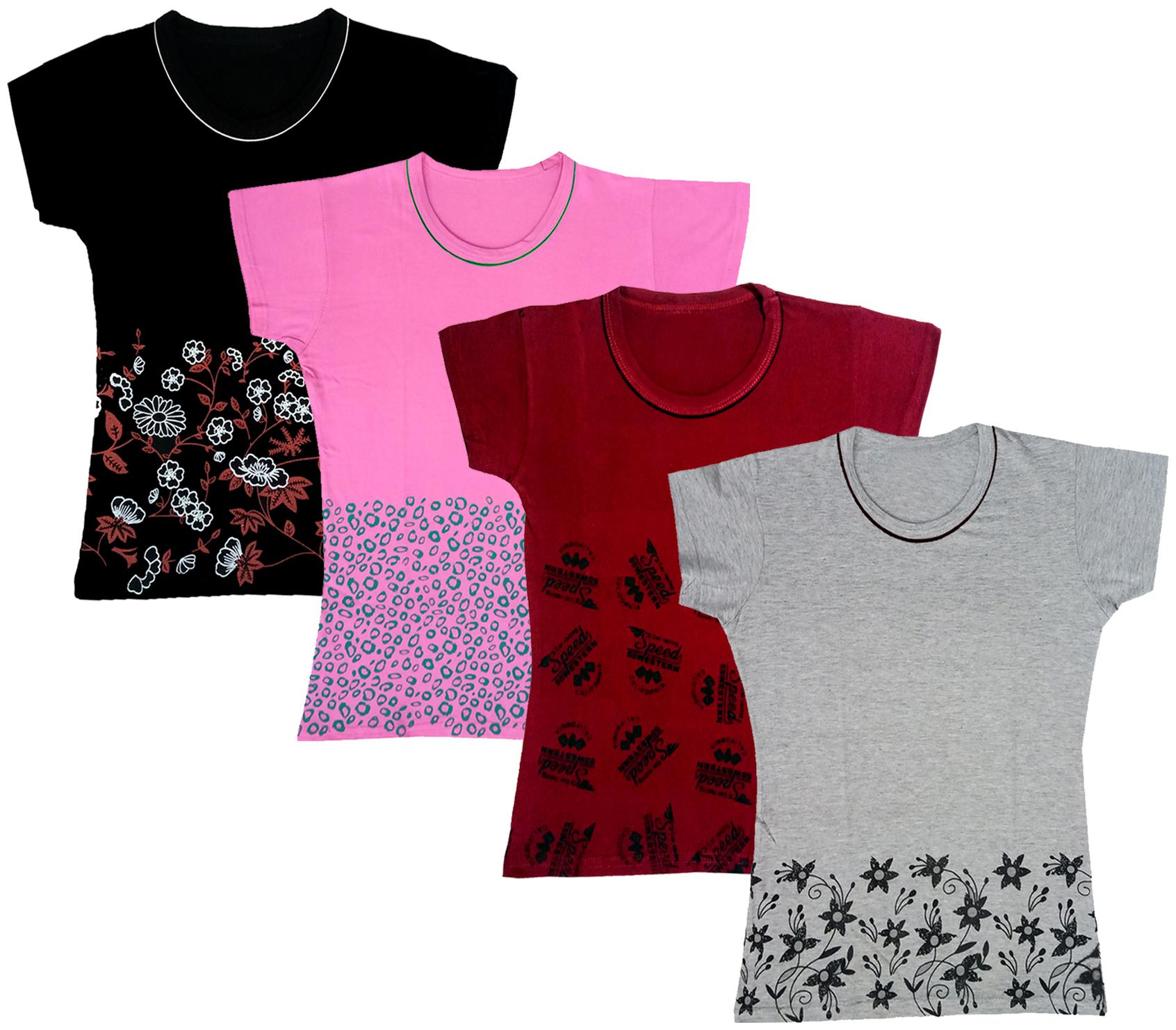 

Indiweaves Girl Cotton Printed T shirt - Multi