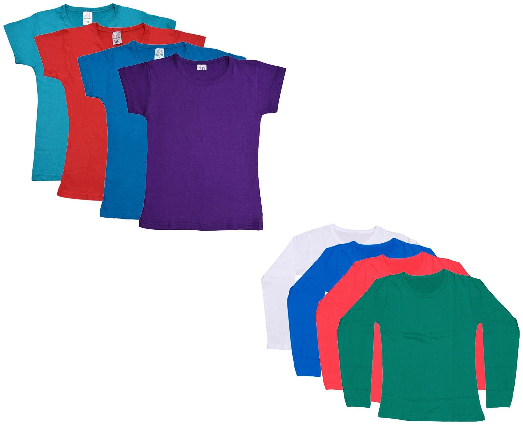 

Indiweaves Girl Cotton Solid T shirt - Multi