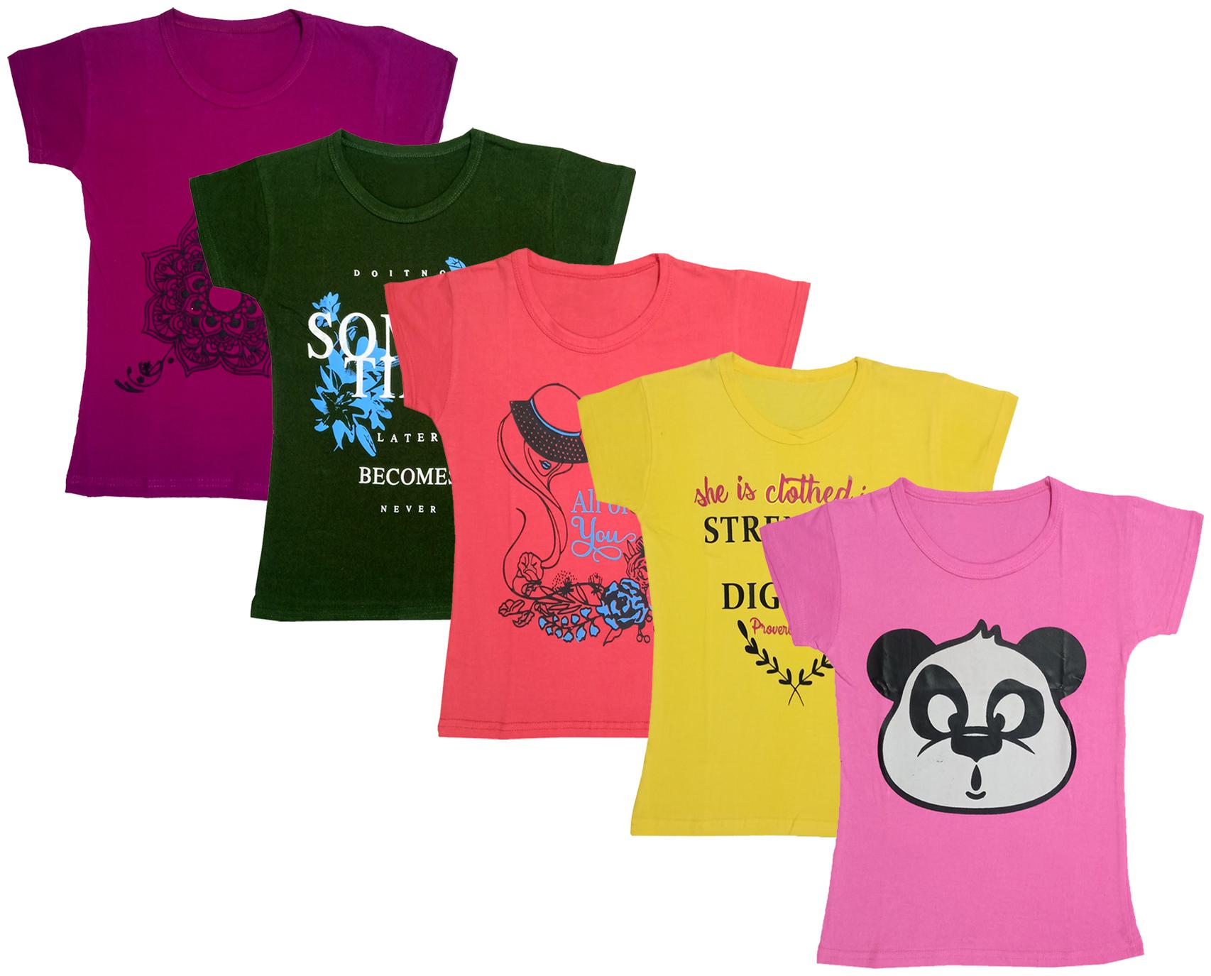 

Indiweaves Girl Cotton Printed T shirt - Multi