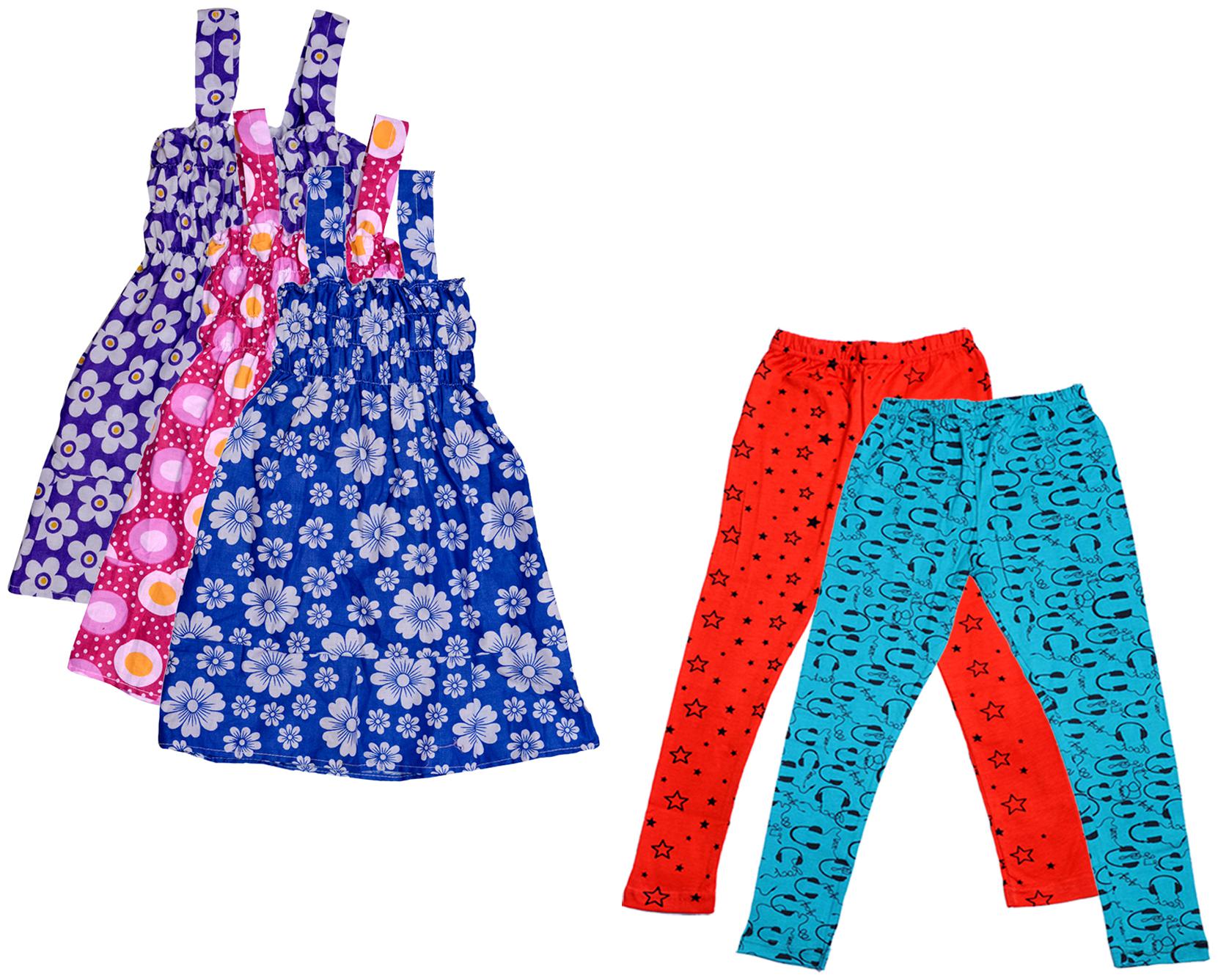 

Indiweaves Girl Cotton Top Bottom Set - Multi