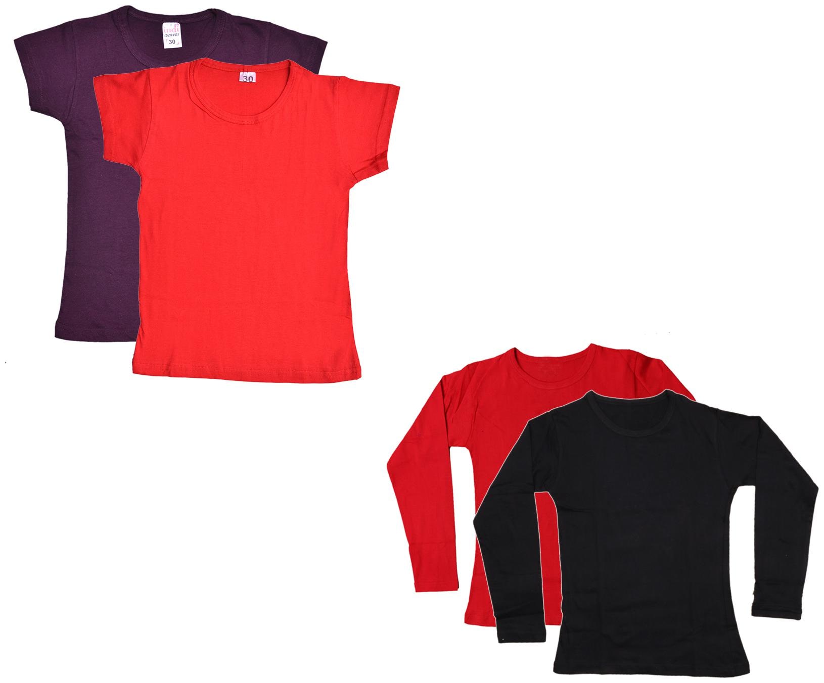

Indiweaves Girl Cotton Solid T shirt - Multi
