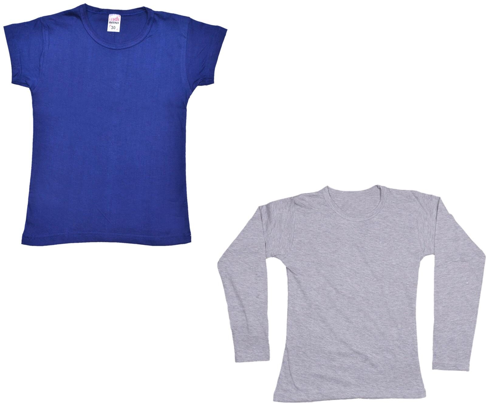 

Indiweaves Girl Cotton Solid T shirt - Multi