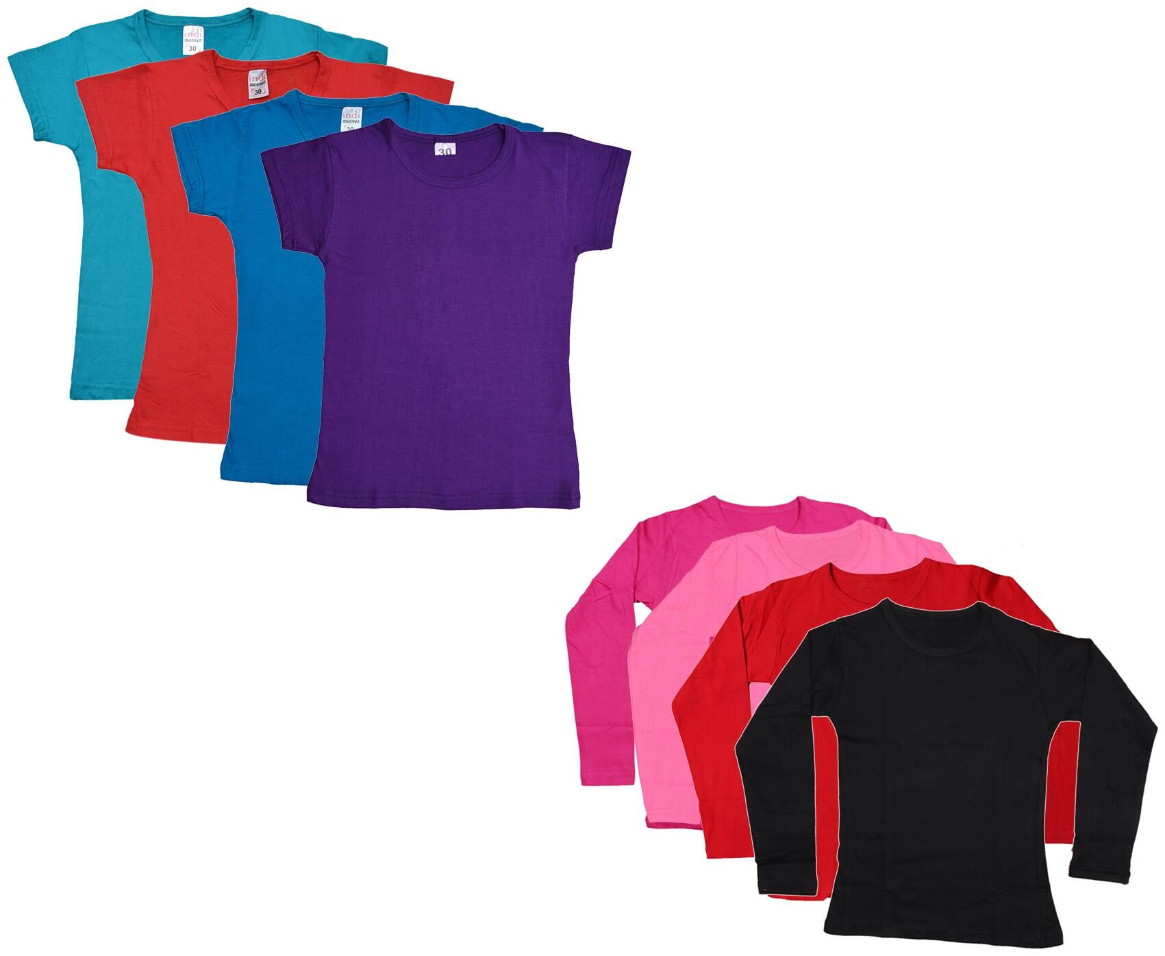 

Indiweaves Girl Cotton Solid T shirt - Multi