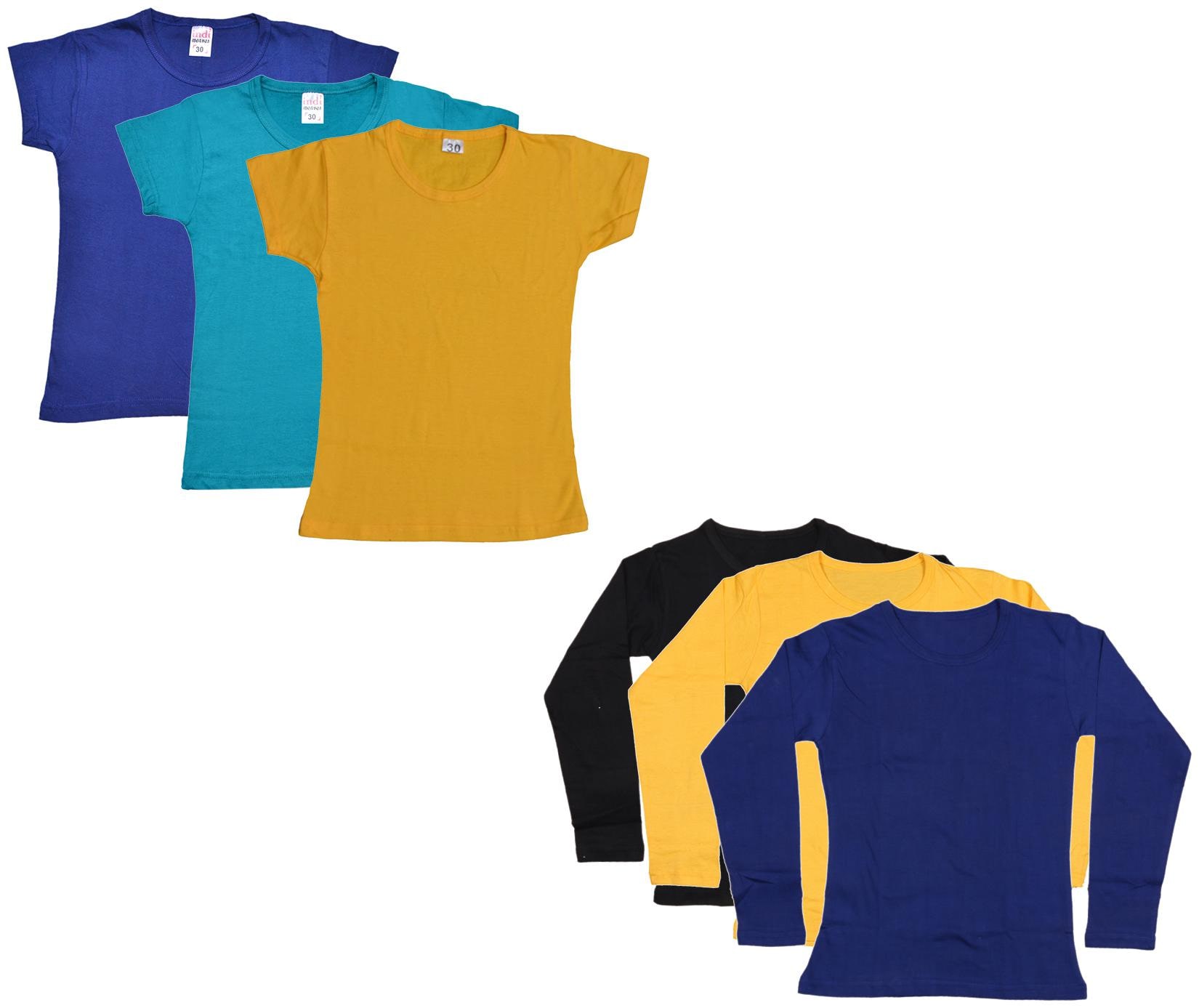 

Indiweaves Girl Cotton Solid T shirt - Multi