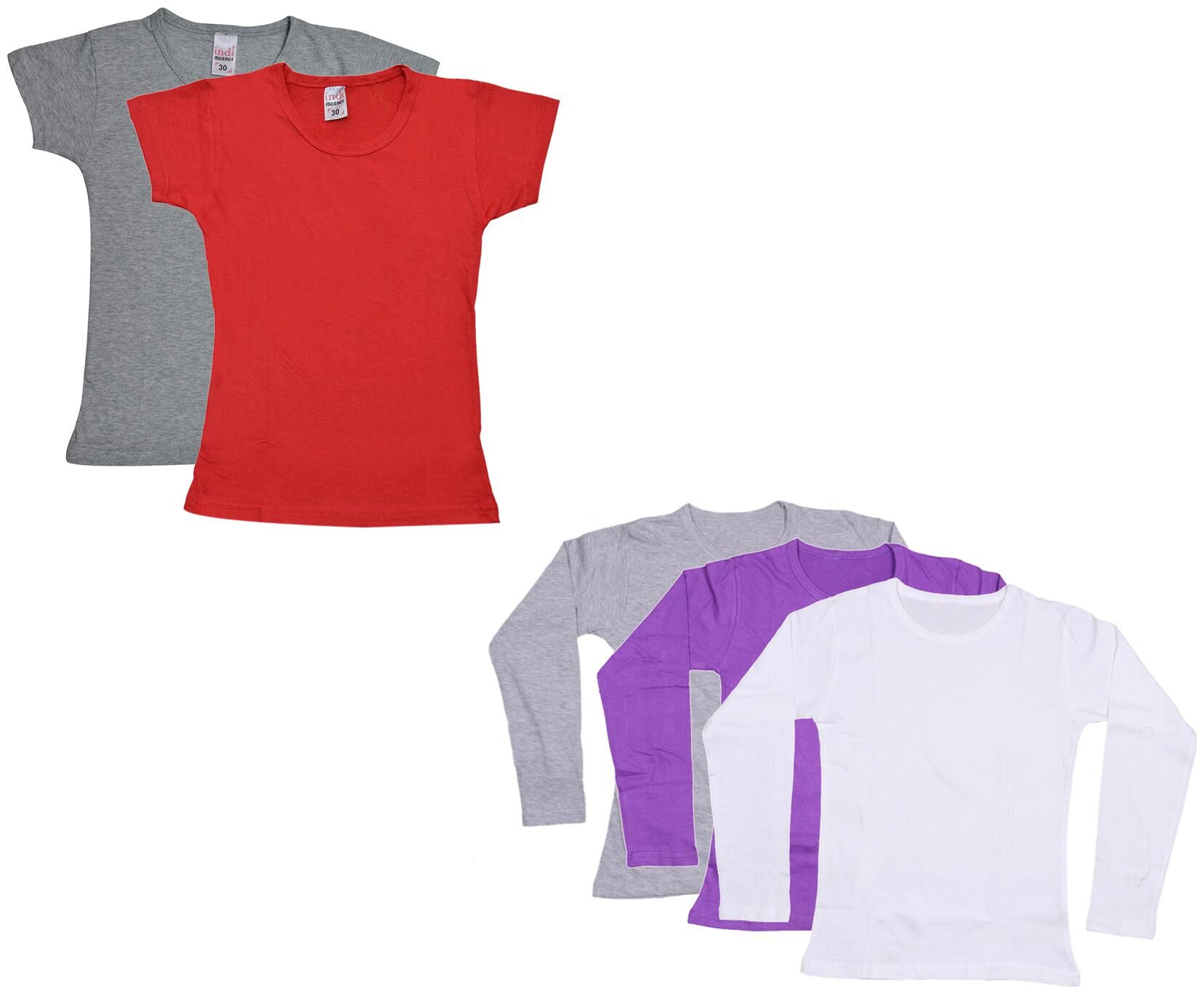 

Indiweaves Girl Cotton Solid T shirt - Multi