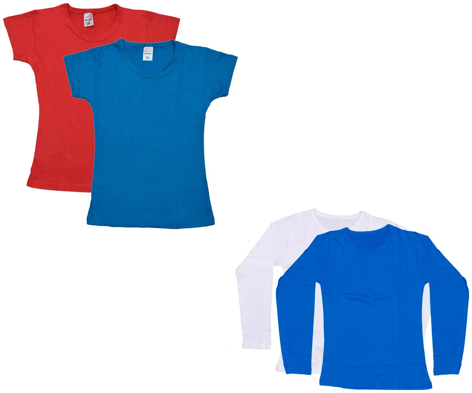 

Indiweaves Girl Cotton Solid T shirt - Multi