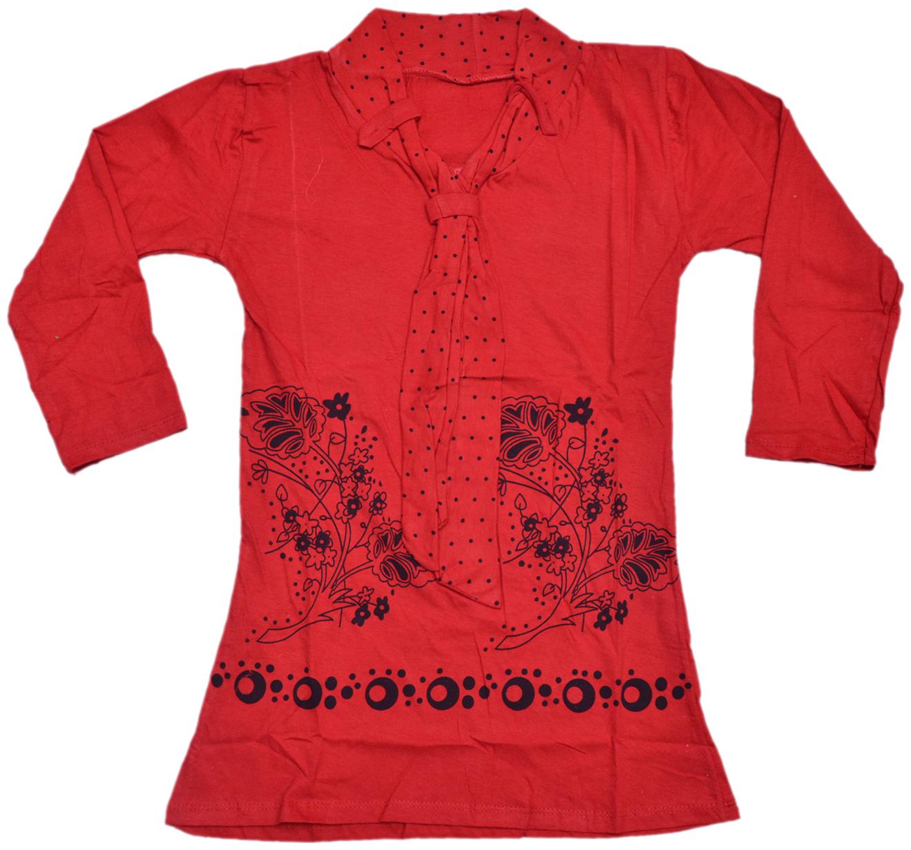 

Indiweaves Girl Cotton Printed Top - Red
