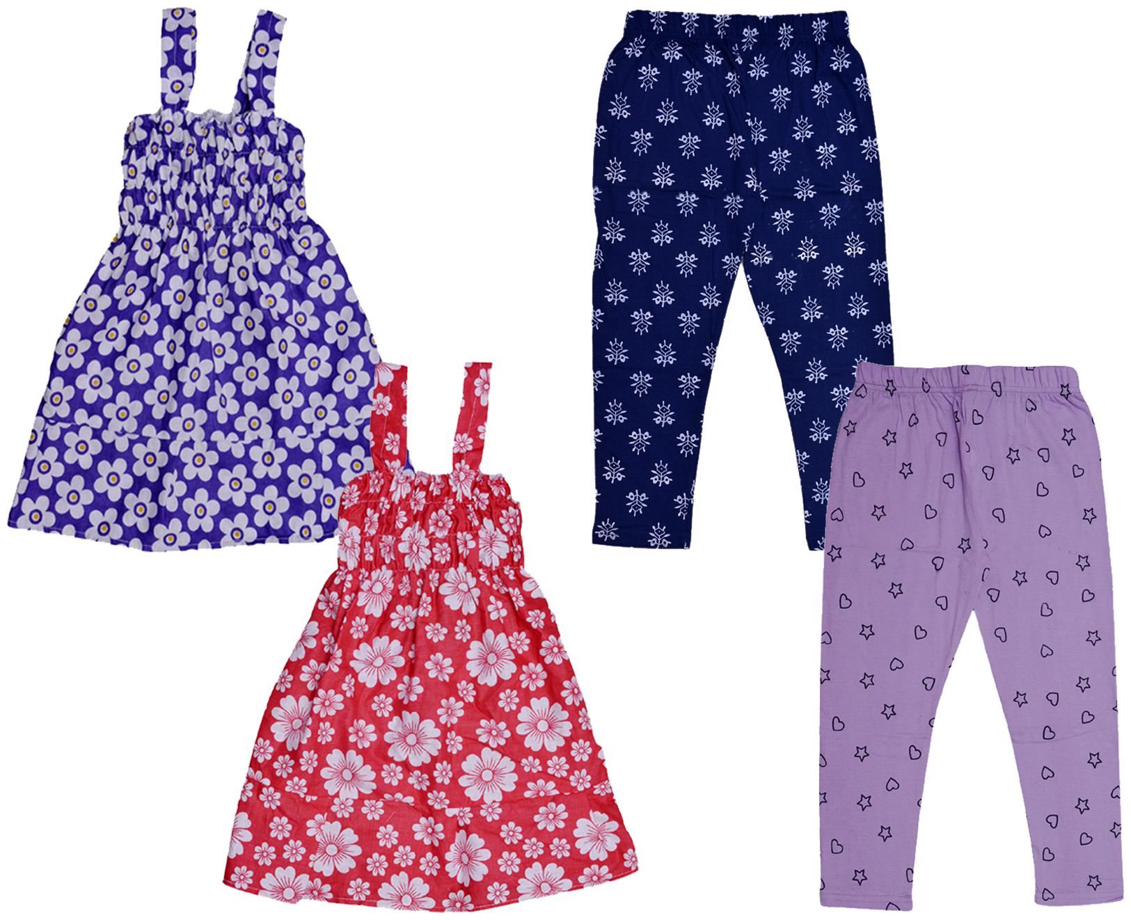 

Indiweaves Girl Cotton Top Bottom Set - Multi