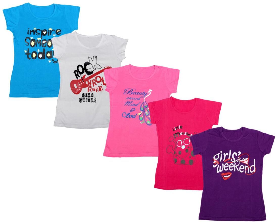 

Indiweaves Girl Cotton Printed T shirt - Multi