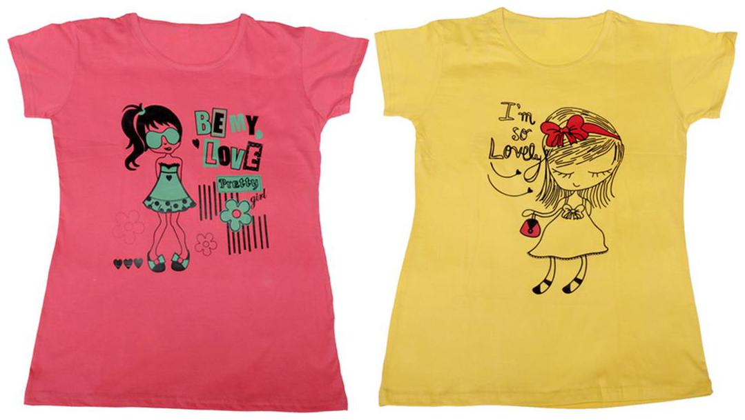

Indiweaves Girl Cotton Solid T shirt - Multi