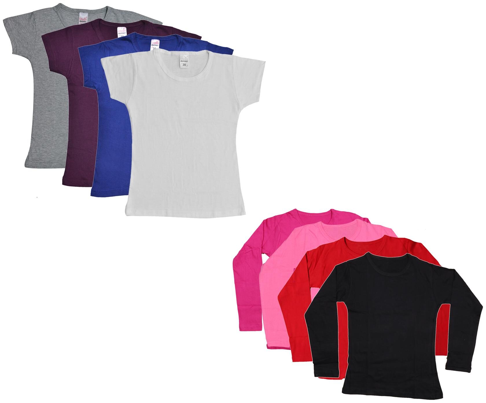 

Indiweaves Girl Cotton Solid T shirt - Multi