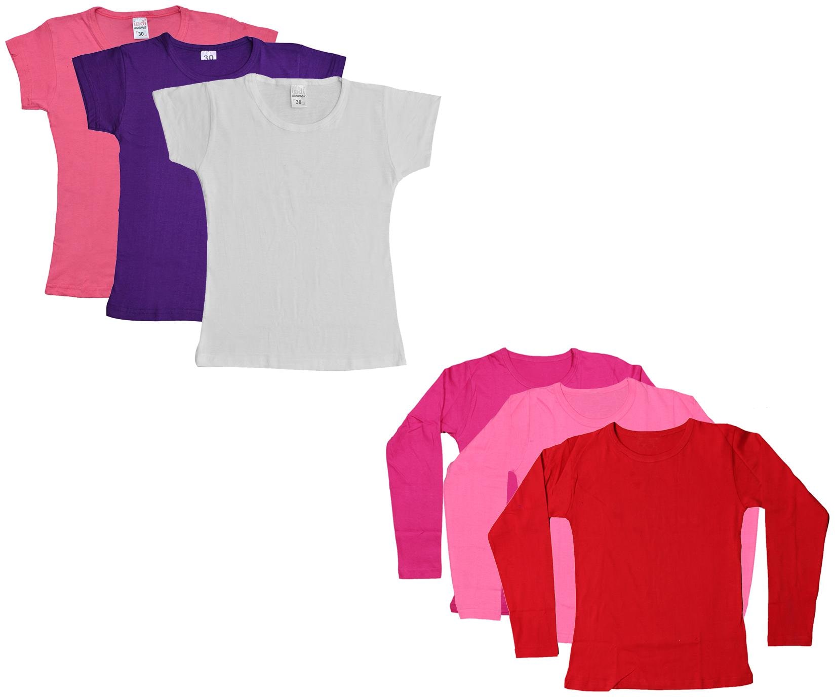 

Indiweaves Girl Cotton Solid T shirt - Multi