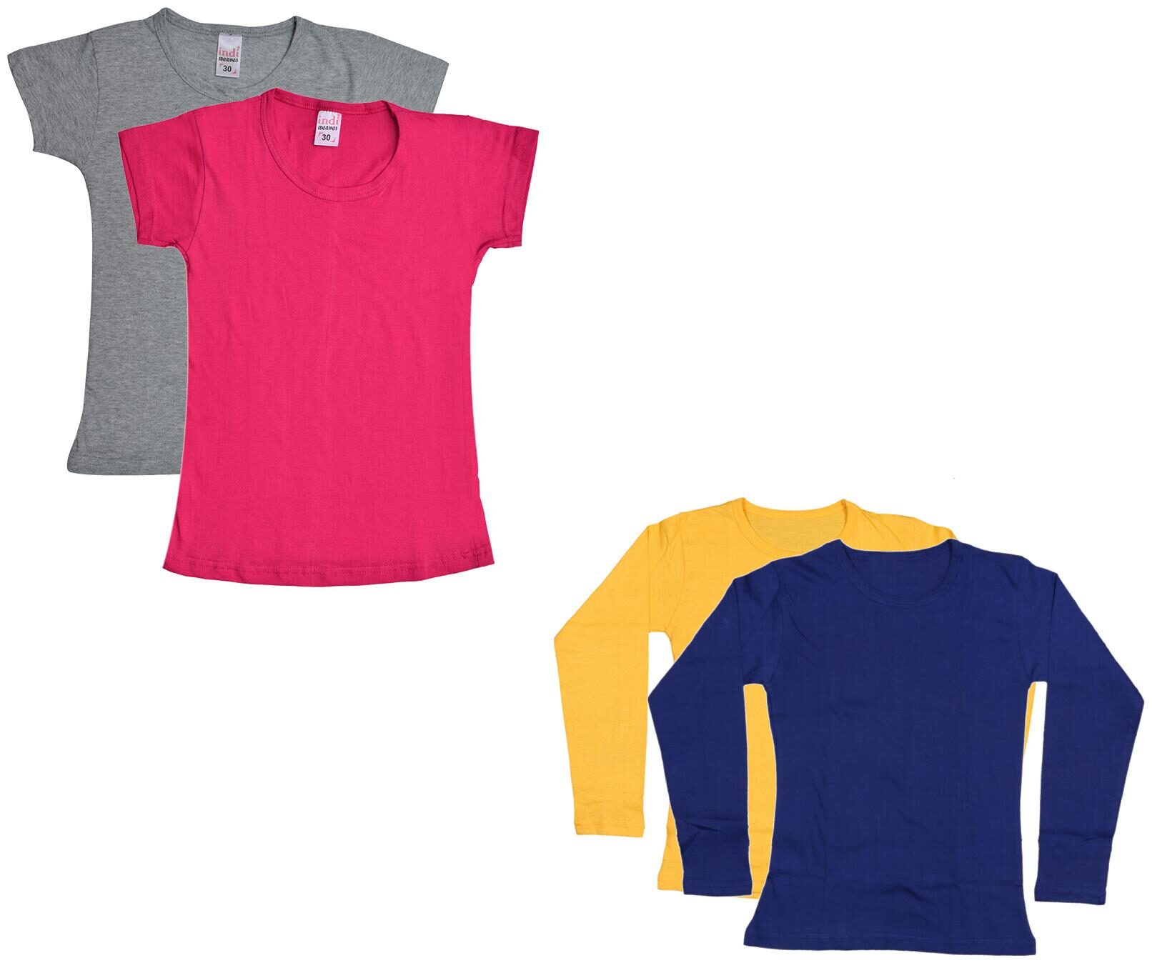 

Indiweaves Girl Cotton Solid T shirt - Multi