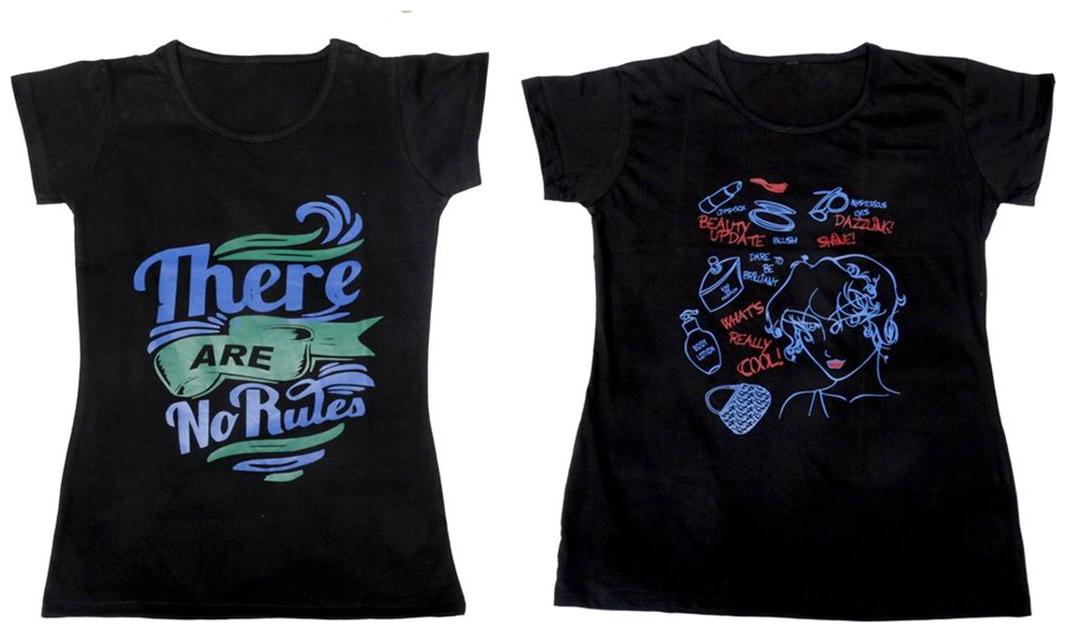 

Indiweaves Girl Cotton Solid T shirt - Multi