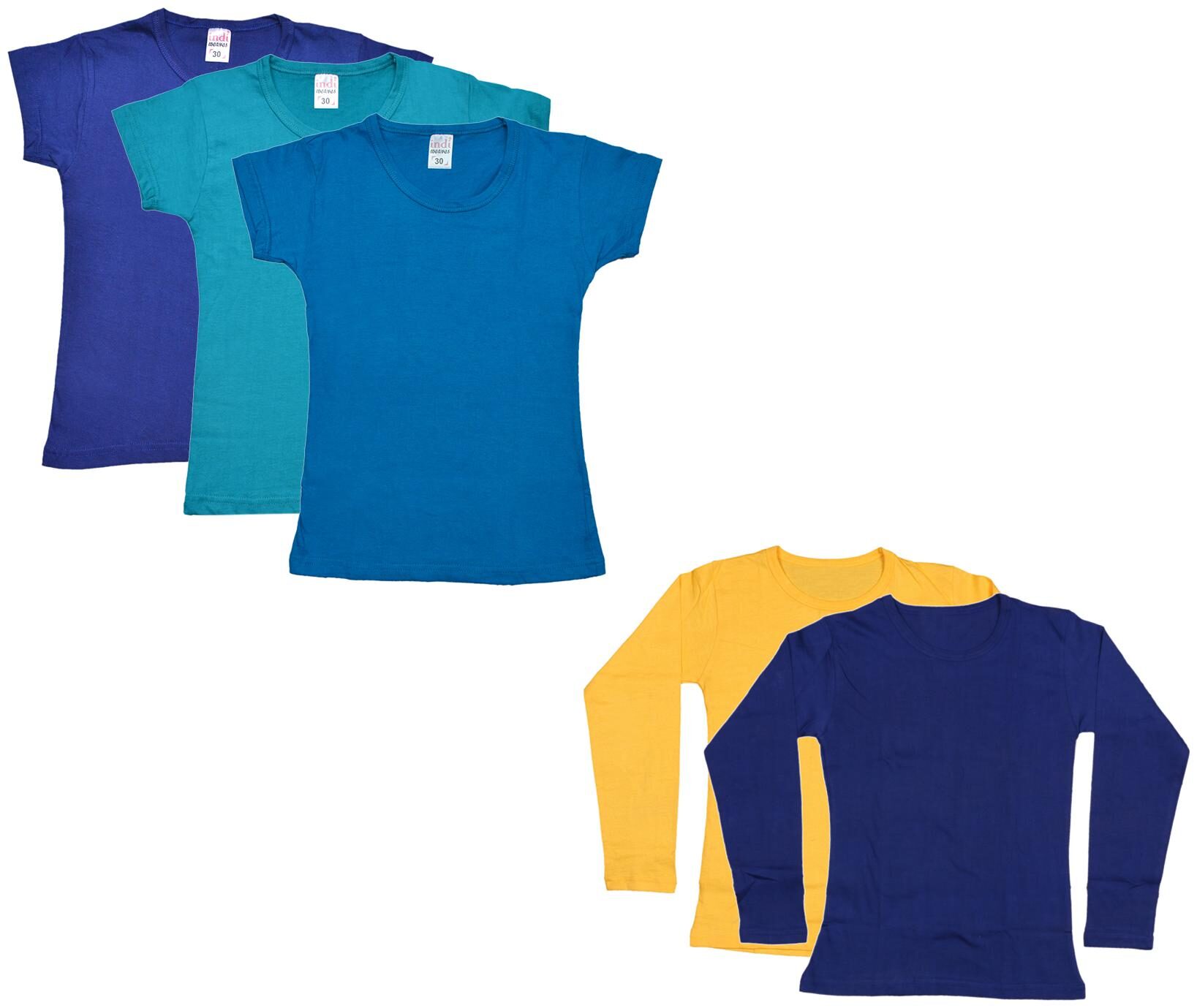 

Indiweaves Girl Cotton Solid T shirt - Multi