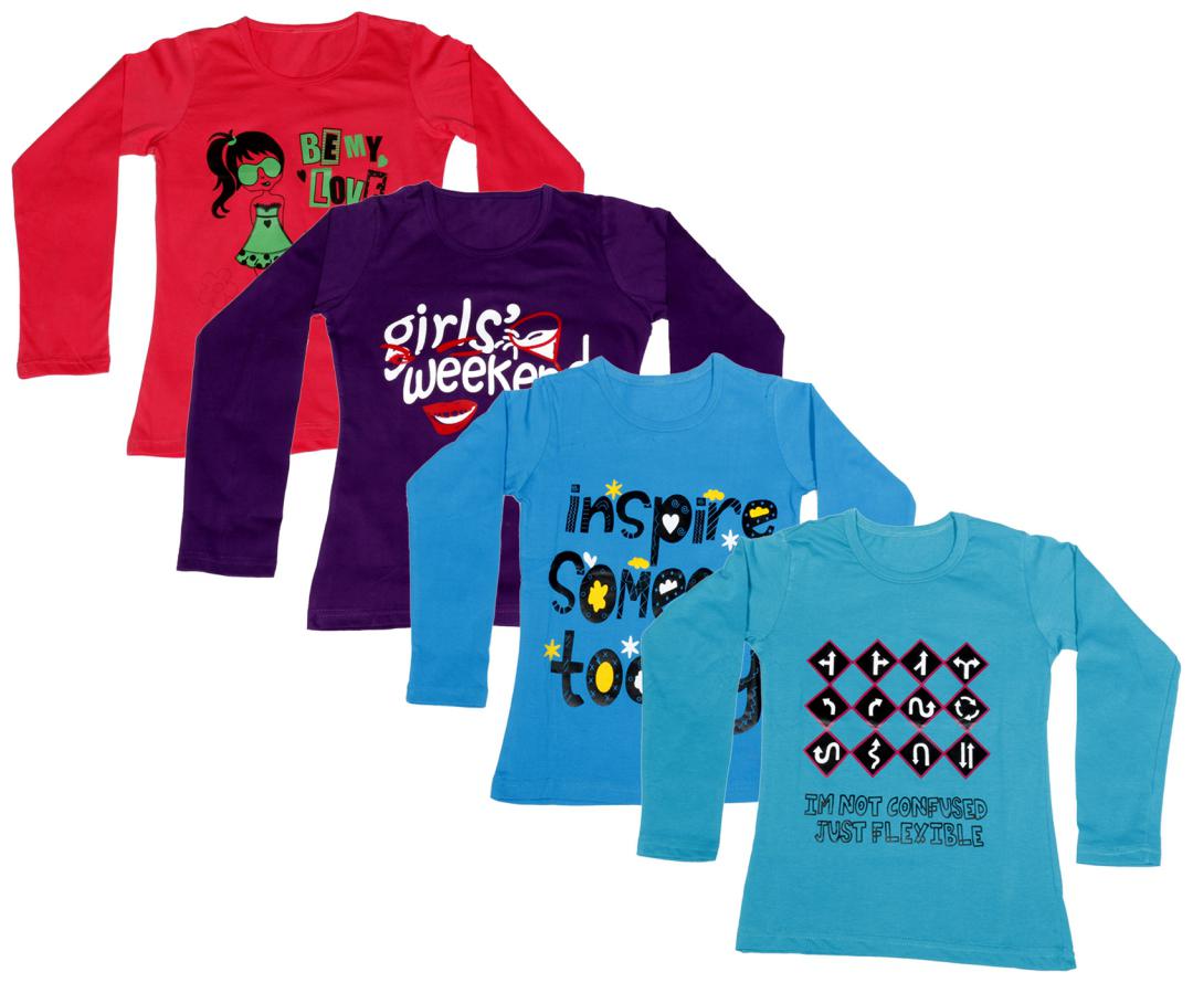

Indiweaves Girl Cotton Printed T shirt - Multi