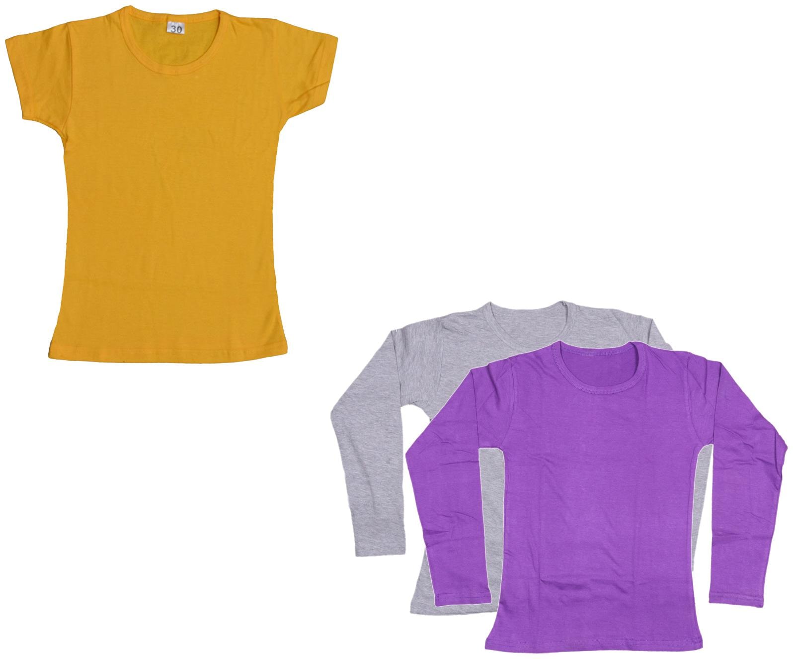 

Indiweaves Girl Cotton Solid T shirt - Multi