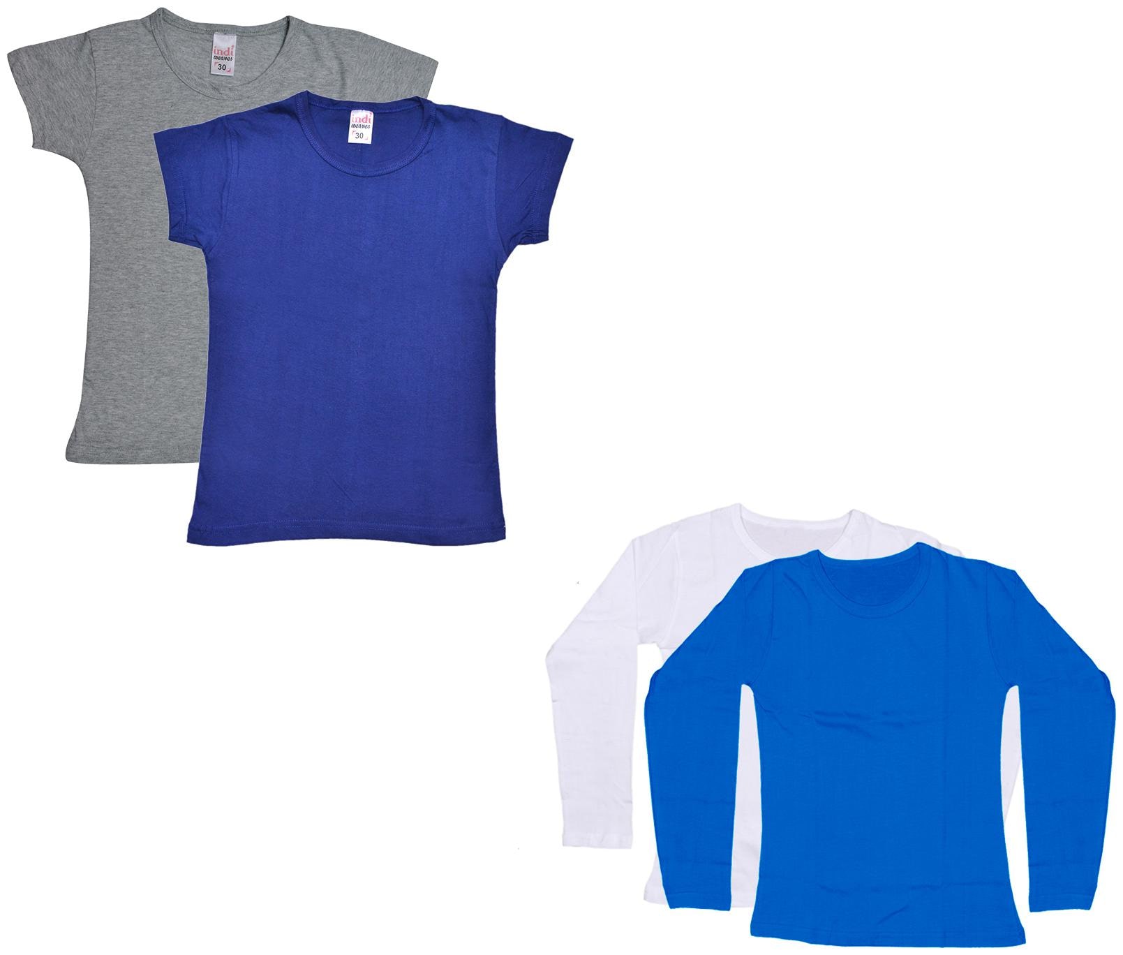 

Indiweaves Girl Cotton Solid T shirt - Multi