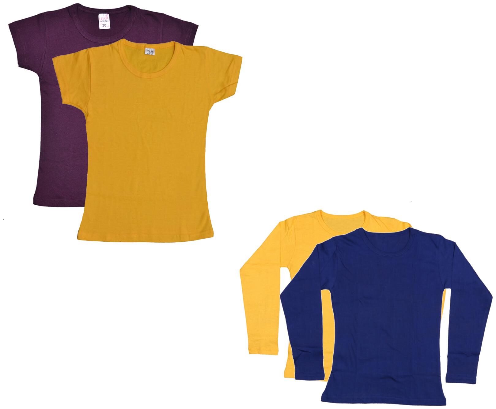 

Indiweaves Girl Cotton Solid T shirt - Multi