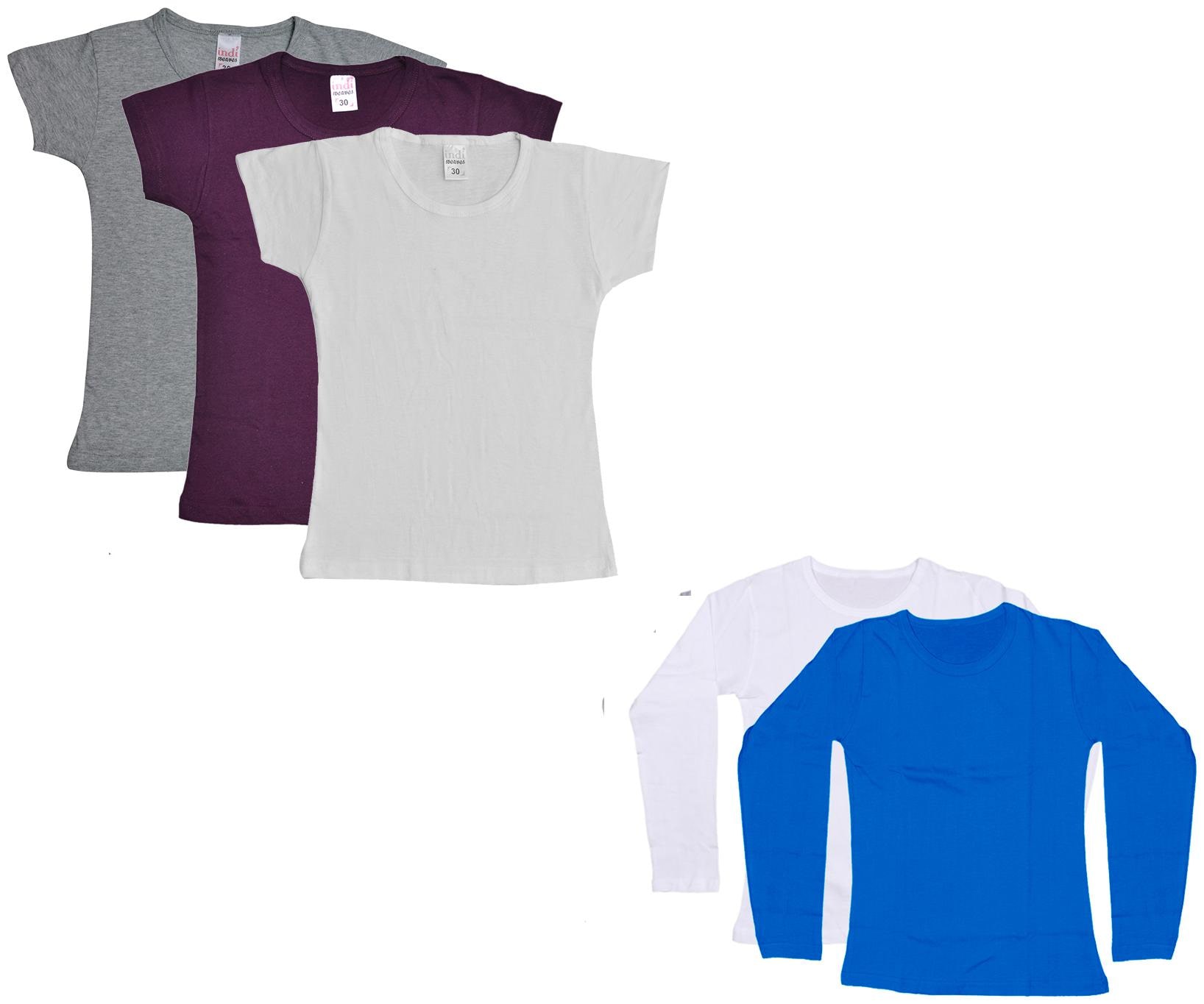 

Indiweaves Girl Cotton Solid T shirt - Multi