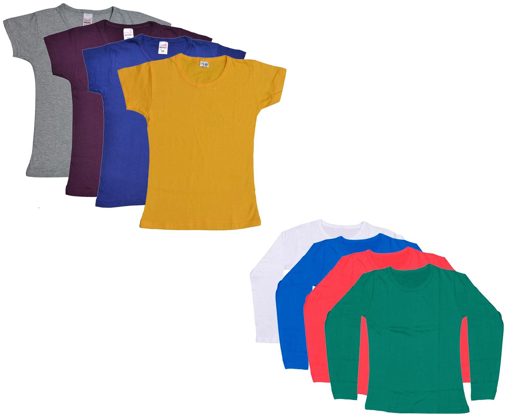 

Indiweaves Girl Cotton Solid T shirt - Multi
