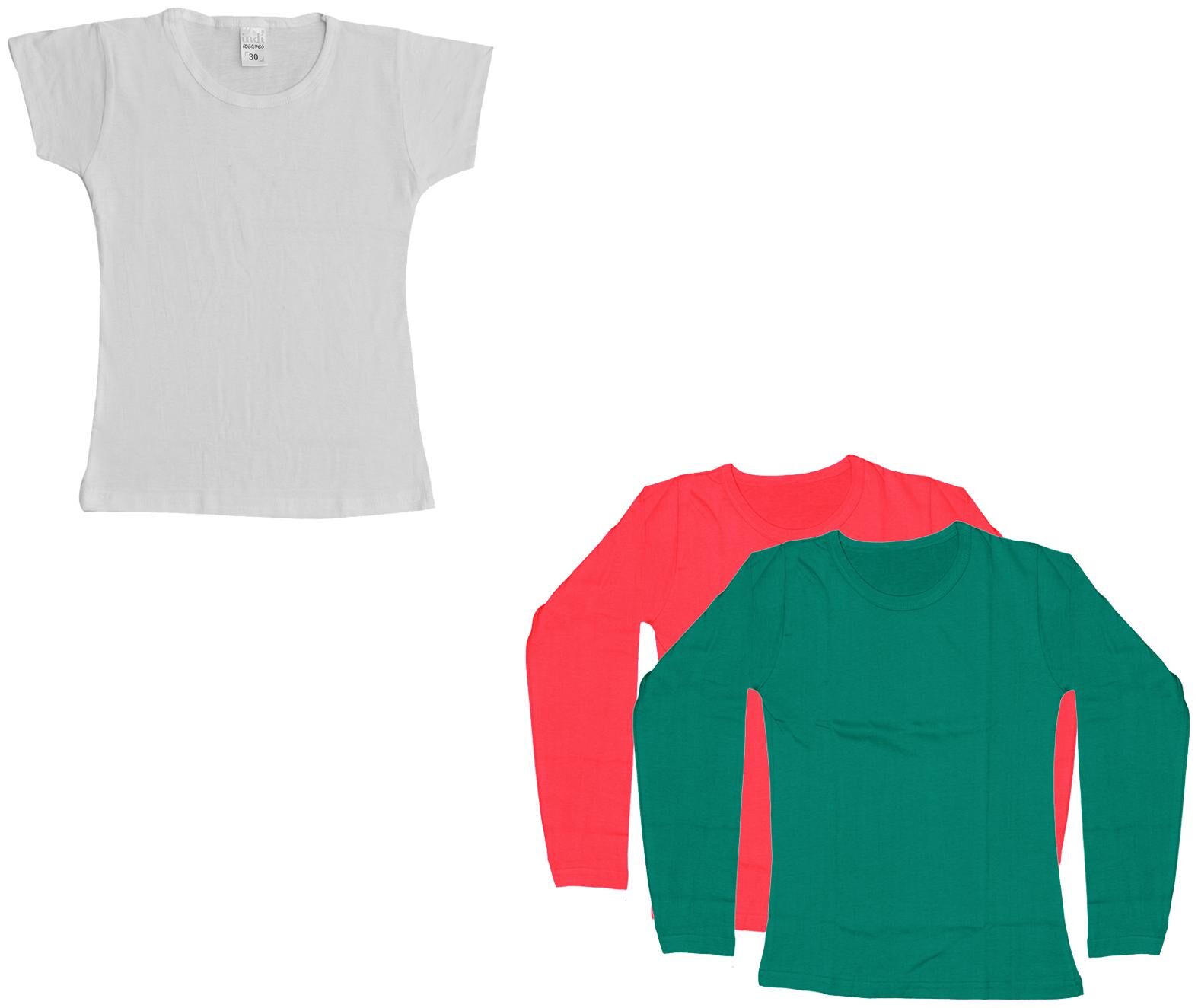 

Indiweaves Girl Cotton Solid T shirt - Multi
