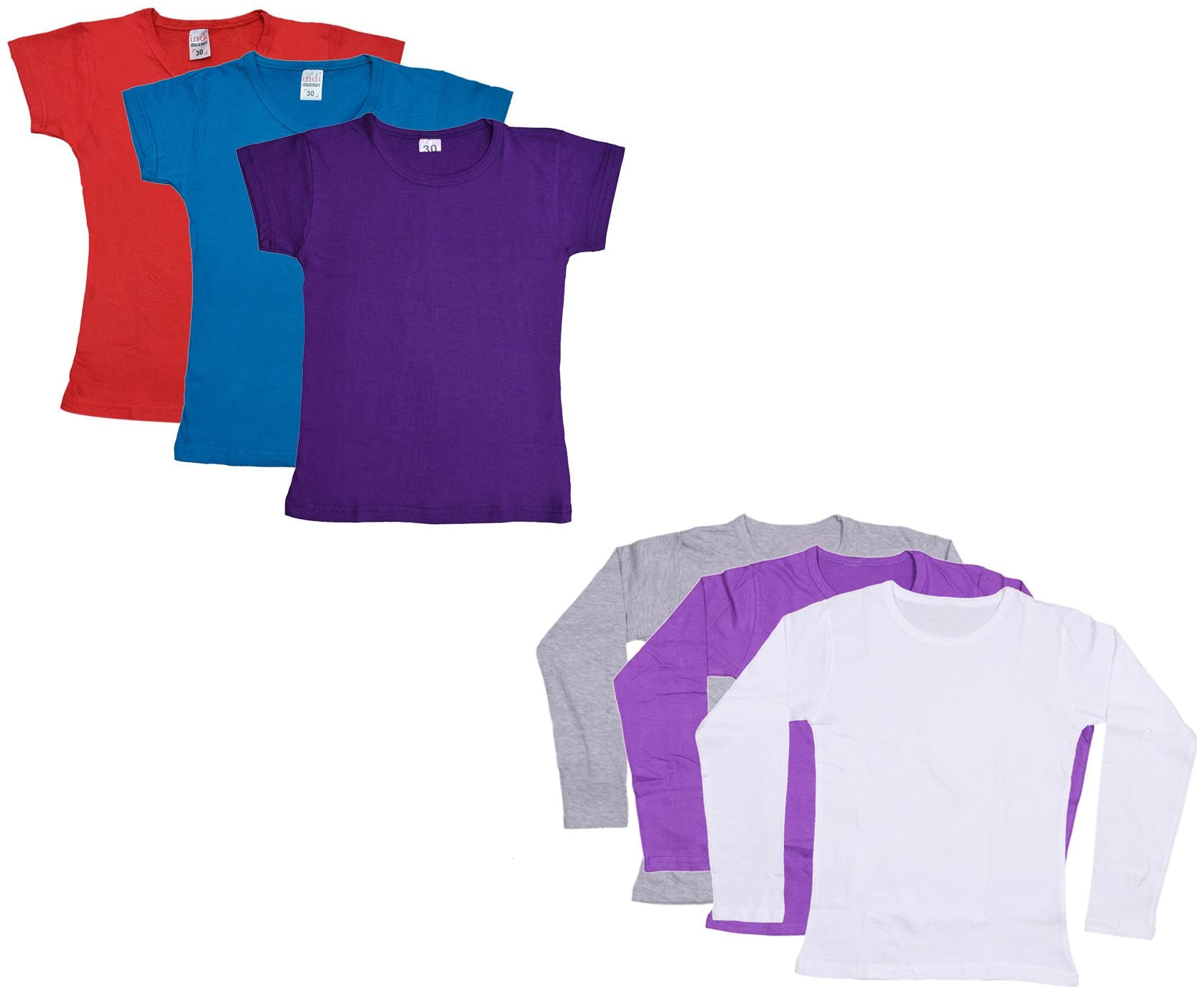 

Indiweaves Girl Cotton Solid T shirt - Multi