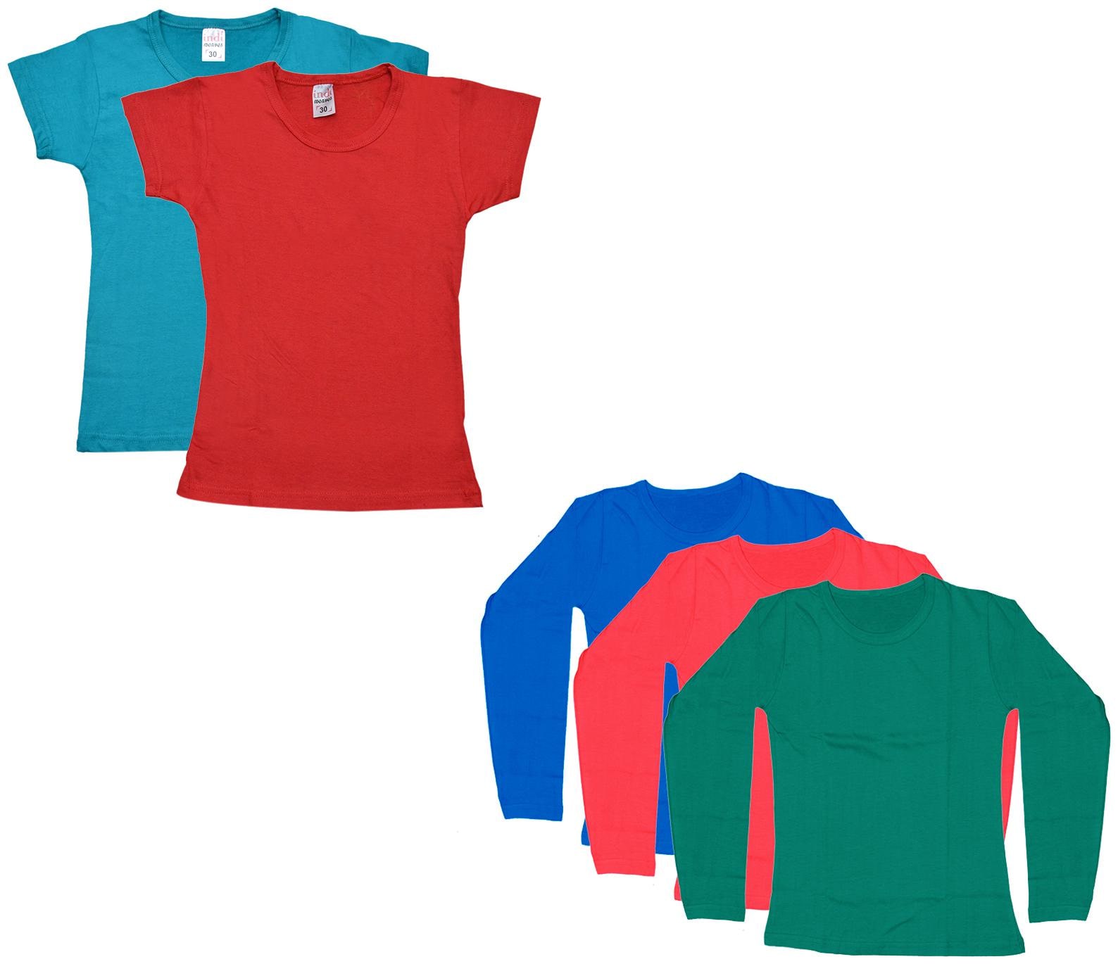 

Indiweaves Girl Cotton Solid T shirt - Multi