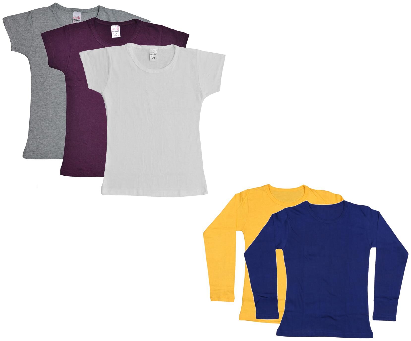

Indiweaves Girl Cotton Solid T shirt - Multi