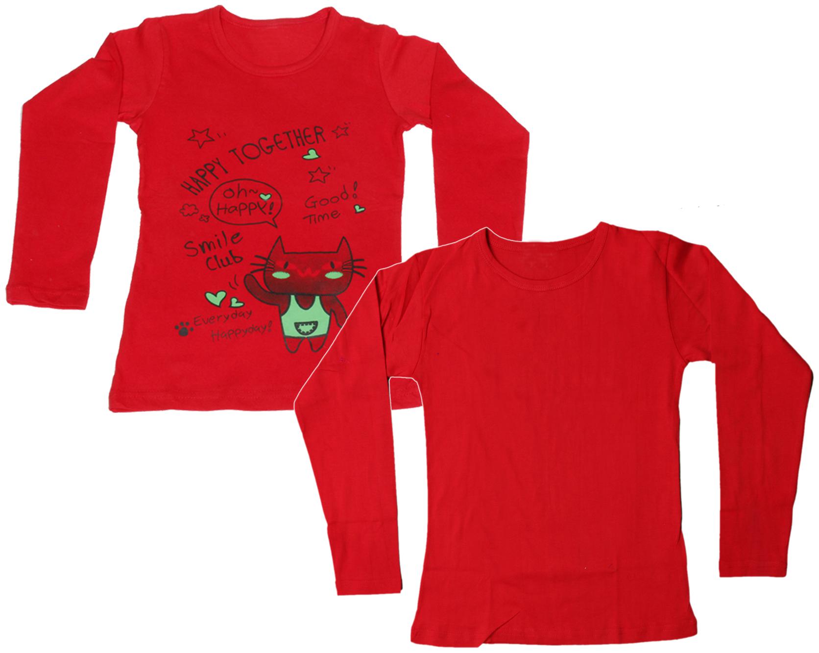 

Indiweaves Girl Cotton Printed T shirt - Red