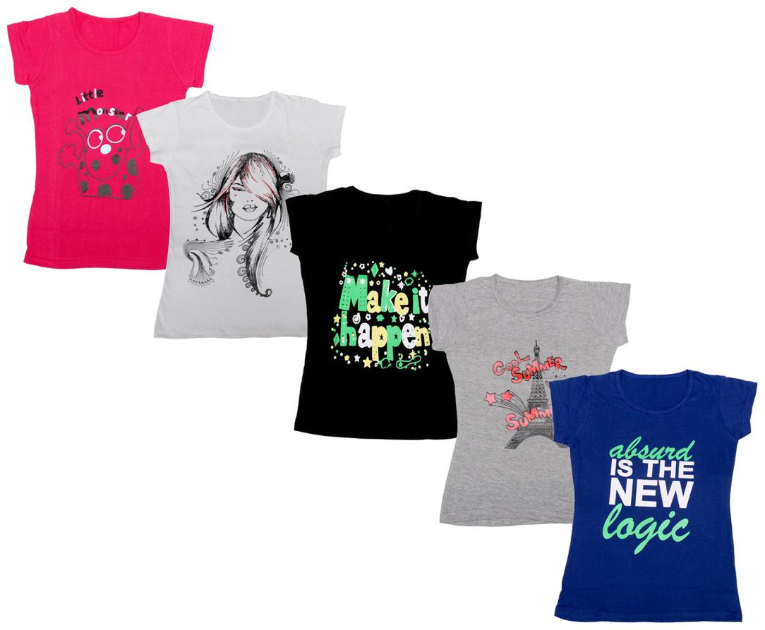 

Indiweaves Girl Cotton Printed T shirt - Multi