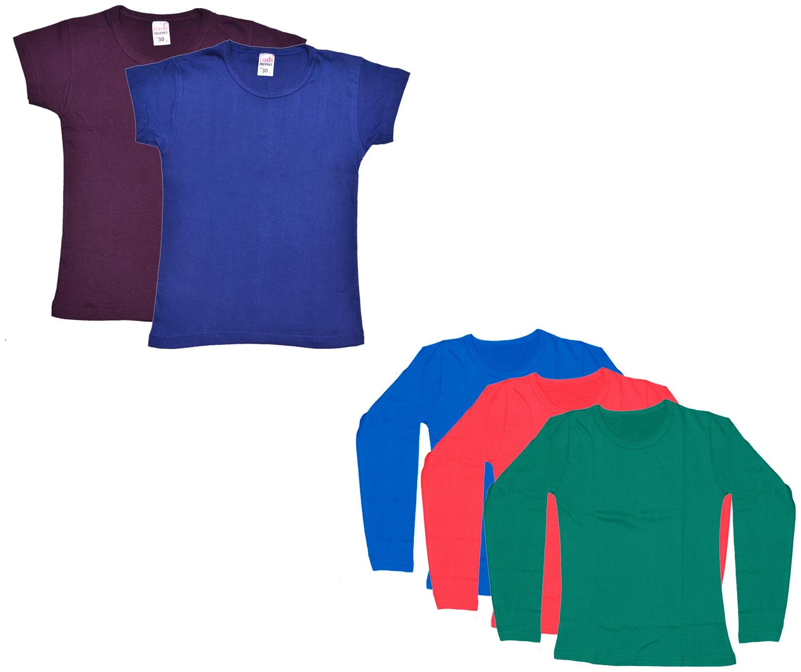 

Indiweaves Girl Cotton Solid T shirt - Multi