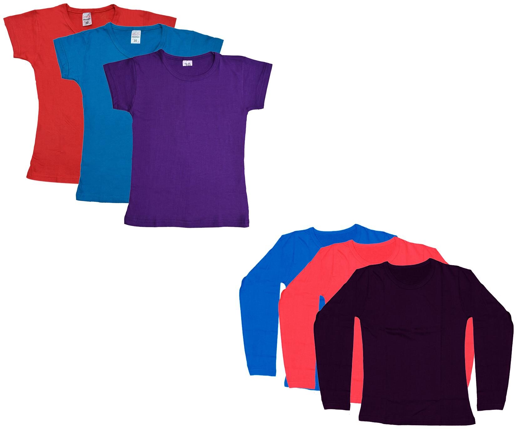 

Indiweaves Girl Cotton Solid T shirt - Multi