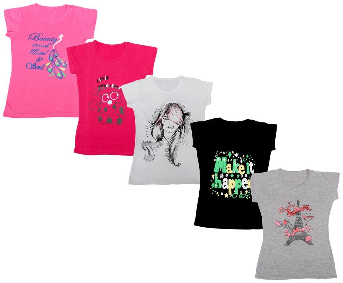 

Indiweaves Girl Cotton Printed T shirt - Multi
