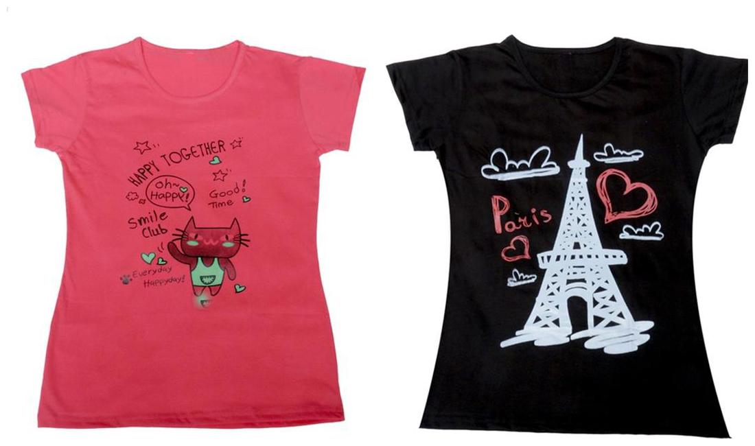 

Indiweaves Girl Cotton Solid T shirt - Multi