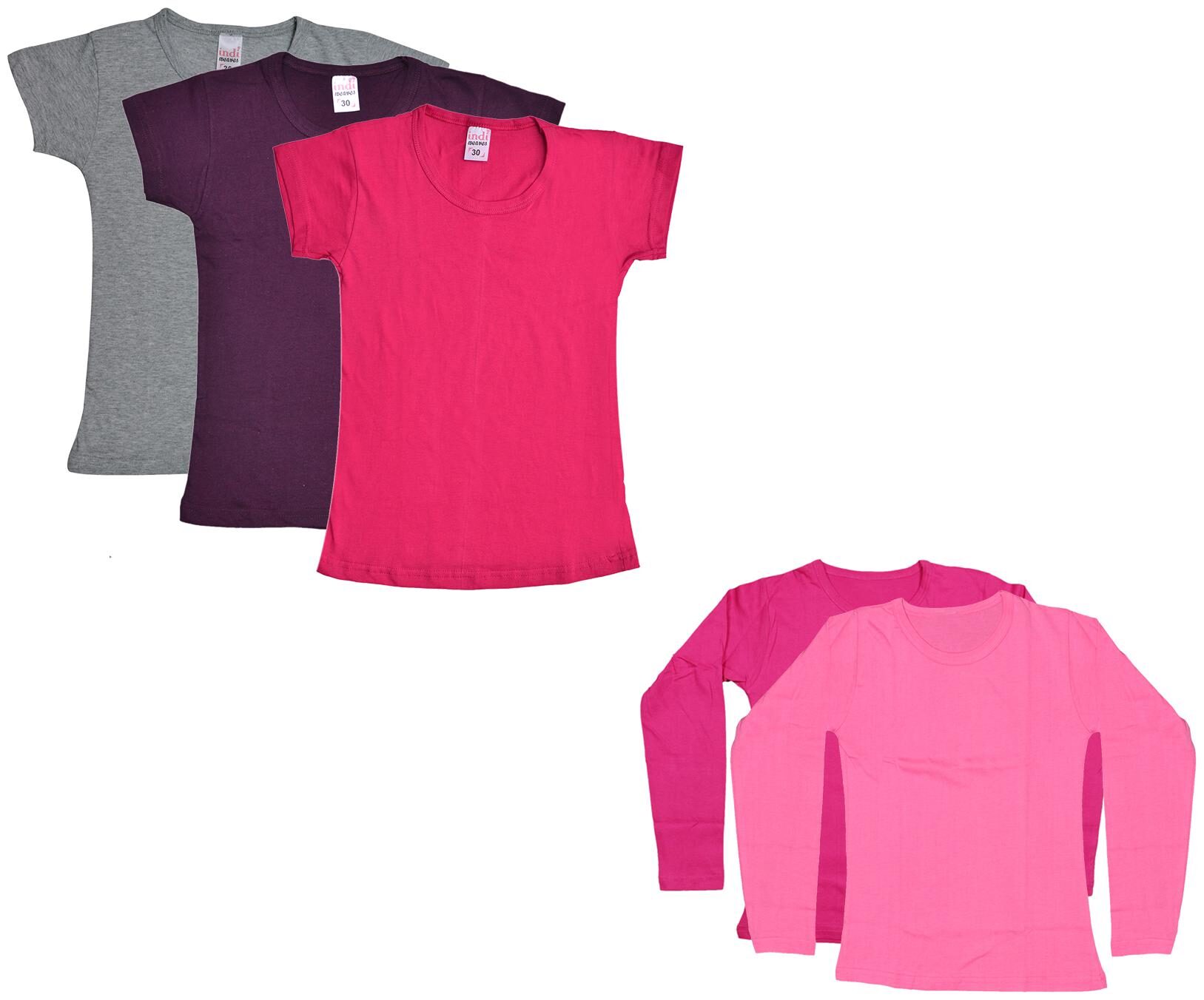 

Indiweaves Girl Cotton Solid T shirt - Multi