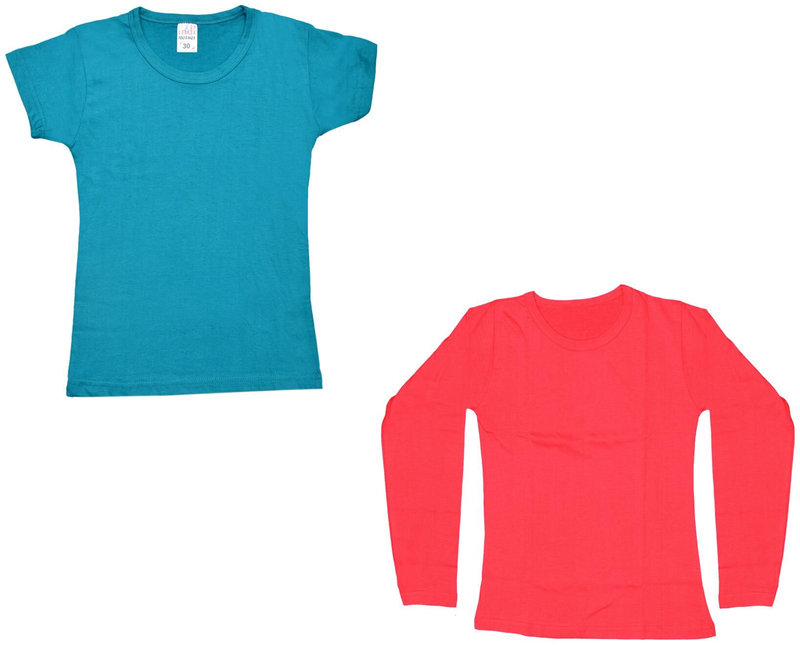 

Indiweaves Girl Cotton Solid T shirt - Red