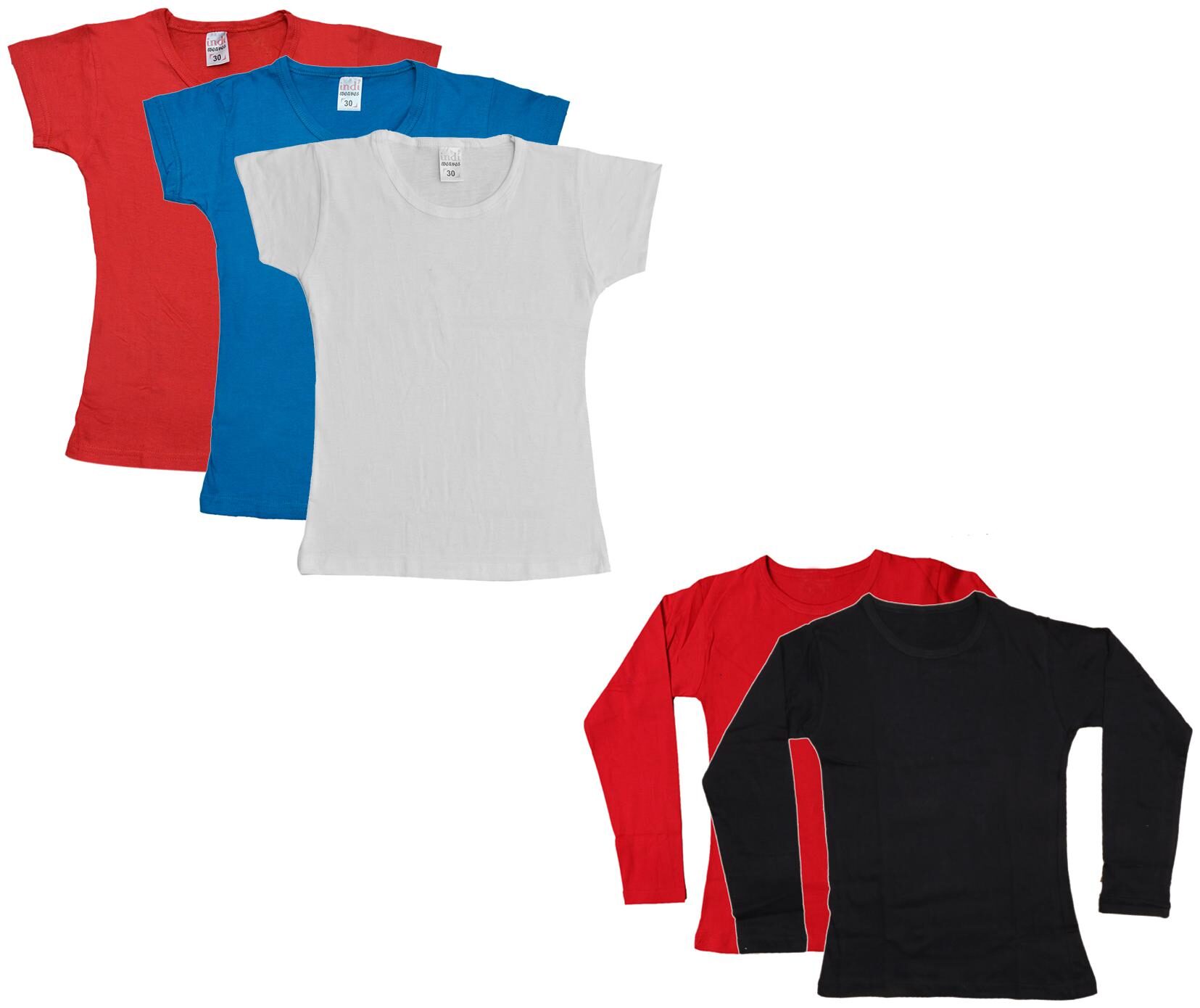 

Indiweaves Girl Cotton Solid T shirt - Multi