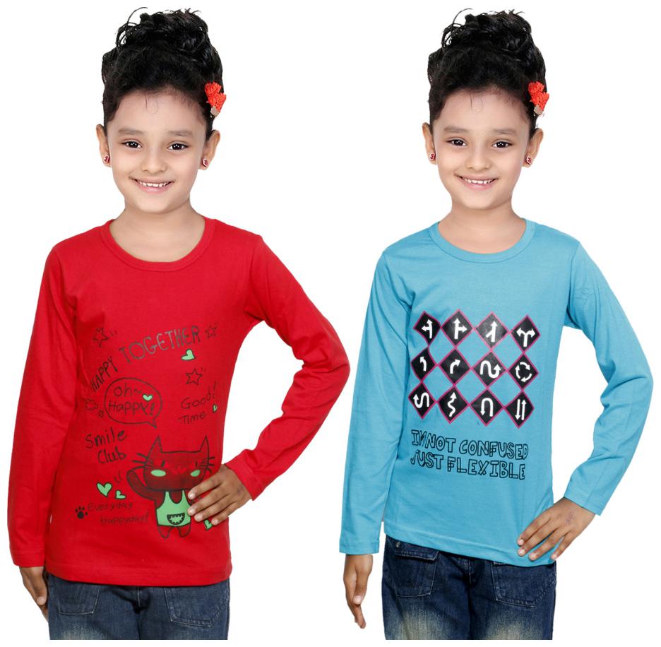

Indiweaves Girl Cotton Solid Top - Multi