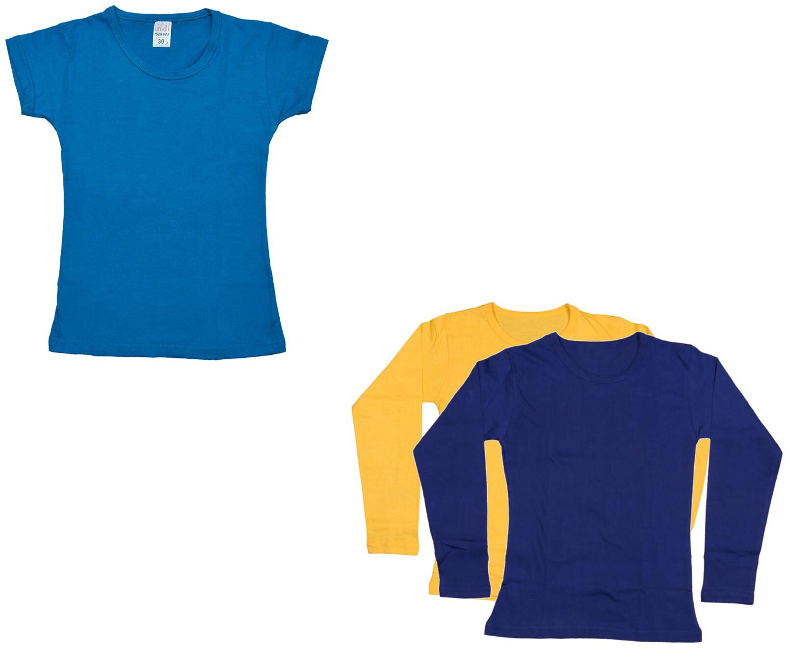 

Indiweaves Girl Cotton Solid T shirt - Multi